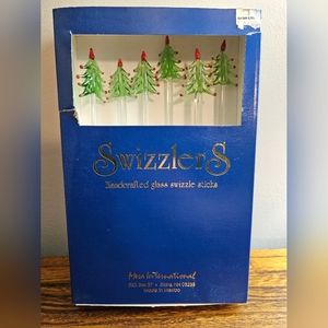 Swizzler Christmas Tree glass stirring sticks NWT